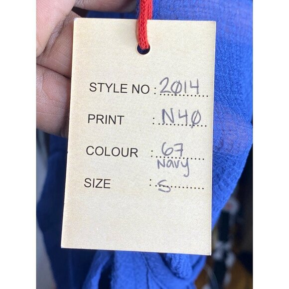 Raga Womens Button Front Shirt Blue Short Sleeve Crew Neck Sheer Pintuck S New - Picture 6 of 7